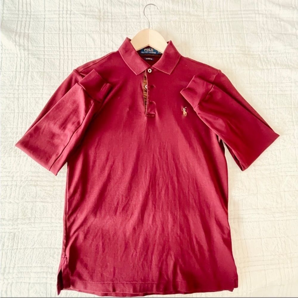Polo by Ralph Lauren Men’s XS Classic Fit Heathered Burgundy Long Sleeve Polo - Picture 1 of 2